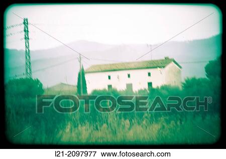 Landscape of blurred white countryside house. Barcelona province, Catalonia, Spain. View Large Photo Image Stock Photo - Landscape of blurred white countryside house. Barcelona province, Catalonia, Spain.. Fotosearch