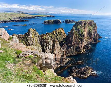 Landscape on West Shetland. the cliffs between Silwick and Westerwick, in the background south shetland with Fitful Head. Europe, Great Britain, Scotland, Northern Isles, Shetland, May. View Large Photo Image Stock Image - Landscape on West Shetland. the cliffs between Silwick and Westerwick, in the background south shetland with Fitful Head. Europe, Great Britain, Scotland, Northern Isles, Shetland, May.. Fotosearch