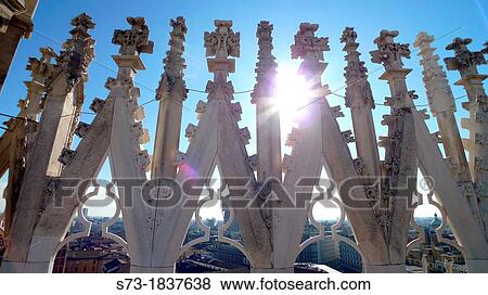 Landscape panoramic view of Milan from Duomo cathedral roof, Lombardy, Italy View Large Photo Image Stock Photo - Landscape panoramic view of Milan from Duomo cathedral roof, Lombardy, Italy. Fotosearch