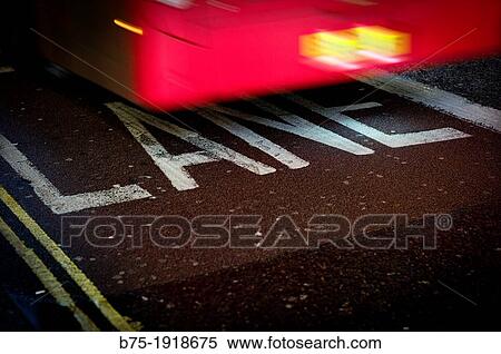 lane, road marking on the road with moving bus View Large Photo Image Stock Photography - lane, road marking on the road with moving bus. Fotosearch