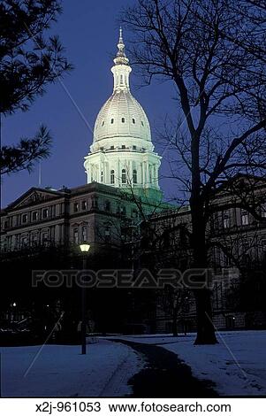 Lansing, Michigan - The Michigan state capitol building on an early winter morning View Large Photo Image Stock Image - Lansing, Michigan - The Michigan state capitol building on an early winter morning. Fotosearch