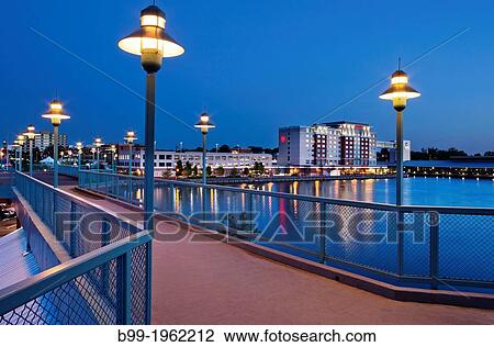 Stock Image - LANTERNS PROMENADE DOBBINS LANDING WATERFRONT ERIE PENNSYLVANIA USA.. Fotosearch