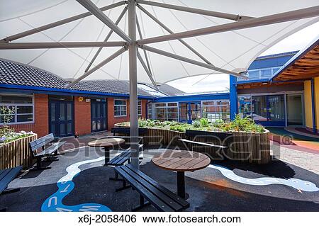 Large Umbrella Style Canopy To School Garden Play Area Stock Large Umbrella Style Canopy To School