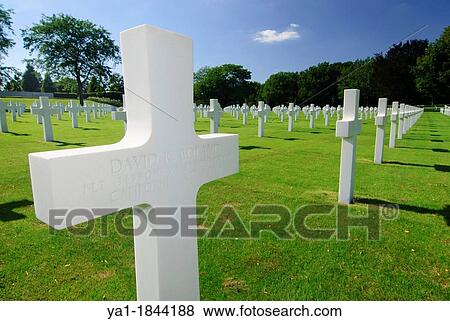 Stock Photo - Largest WWII american military cemetery in Europe 10 489 graves, Saint Avold, Moselle, Lorraine, France. Fotosearch