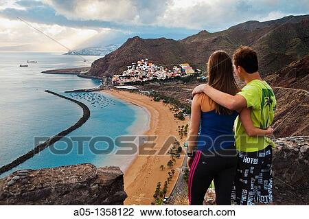 Las Teresitas Beach and San Andres neighborhood Tenerife Canary Islands Spain. View Large Photo Image Stock Image - Las Teresitas Beach and San Andres neighborhood Tenerife Canary Islands Spain.. Fotosearch