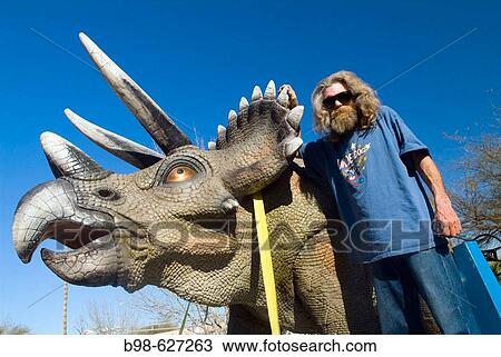 Stock Image - Las Vegas, Nevada, delivering a Triceratops dinosaur model to museum. (MR). Fotosearch