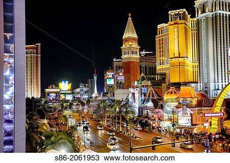 Las Vegas, NV, Strip at Night, Seen from an Overhead Terrace. View Large Photo Image Stock Image - Las Vegas, NV, Strip at Night, Seen from an Overhead Terrace.. Fotosearch