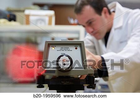 Stock Photograph - Laser interferometer. Calibrations service. Dimensional Metrology. Technological Services to Industry. Tecnalia Research & Innovation, Gipuzkoa, Basque Country, Spain.. Fotosearch