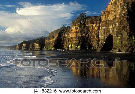 Late afternoon colours along beach at Tongaporutu, North Taranaki, New Zealand View Large Photo Image Stock Photograph - Late afternoon colours along beach at Tongaporutu, North Taranaki, New Zealand. Fotosearch