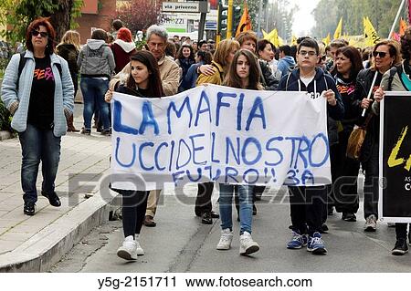Stock Image - Latina, Italy. 22nd March 2014. Libera Day of Memory and Commitment to commemorate all victims of the Mafia, Latina, Italy.. Fotosearch