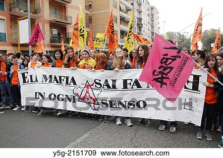 Stock Photo - Latina, Italy. 22nd March 2014. Libera Day of Memory and Commitment to commemorate all victims of the Mafia, Latina, Italy.. Fotosearch