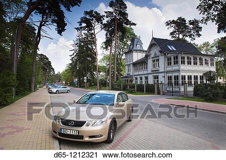 Latvia, Jurmala, Majori Village, new dacha beach house and Lexus automobile View Large Photo Image Stock Image - Latvia, Jurmala, Majori Village, new dacha beach house and Lexus automobile. Fotosearch
