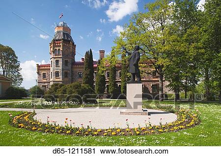 Stock Image - Latvia, Northeastern Latvia, Vidzeme Region, Gauja National Park, Sigulda, New Sigulda Castle, daytime. Fotosearch