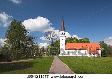 Stock Photo - Latvia, Northeastern Latvia, Vidzeme Region, Gauja National Park, Sigulda, Sigulda Church. Fotosearch