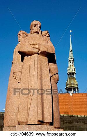 Latvia, Riga, Latvian Riflemen Statue View Large Photo Image Stock Photo - Latvia, Riga, Latvian Riflemen Statue. Fotosearch