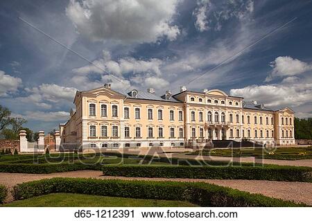 Latvia, Southern Latvia, Zemgale Region, Pilsrundale, Rundale Palace, b 1740, Bartolomeo Rastrelli, architect, exterior View Large Photo Image Stock Image - Latvia, Southern Latvia, Zemgale Region, Pilsrundale, Rundale Palace, b 1740, Bartolomeo Rastrelli, architect, exterior. Fotosearch