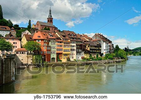 Laufenburg on Rhinesituated in both Germany and Switzerland White church in Switzerland Red church in Germany View Large Photo Image Stock Photograph - Laufenburg on Rhinesituated in both Germany and Switzerland White church in Switzerland Red church in Germany. Fotosearch