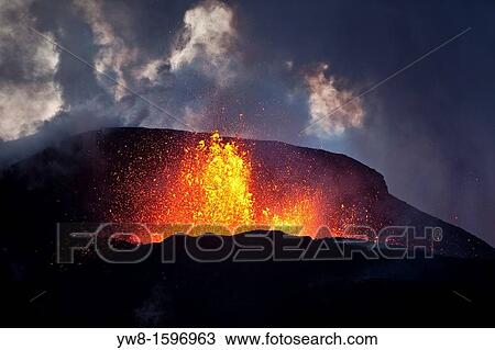 Lava fountains-Volcano eruption at Fimmvorduhals, a ridge between Eyjafjallajokull glacier, and Myrdalsjokull, Iceland 2010 View Large Photo Image Stock Image - Lava fountains-Volcano eruption at Fimmvorduhals, a ridge between Eyjafjallajokull glacier, and Myrdalsjokull, Iceland 2010. Fotosearch