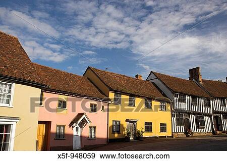 Stock Photo - Lavenham Suffolk one of the most outstanding Villages in East Anglia, its appearance has hardly changed since its heyday as an impotant Wool Town in the 14th and 15 centuries. Fotosearch