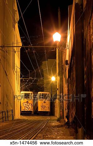 Stock Photograph - Lavra Funicular, Lisbon, Portugal, Europe. Fotosearch