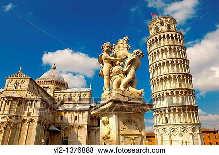 Stock Photo - Leaning Tower of Pisa - Pizza del Miracoli - Pisa - Italy. Fotosearch