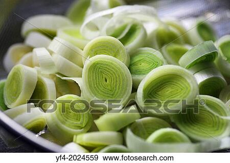 Leeks (Allium porrum), a vegetable, sliced in a sieve. View Large Photo Image Stock Photo - Leeks (Allium porrum), a vegetable, sliced in a sieve.. Fotosearch