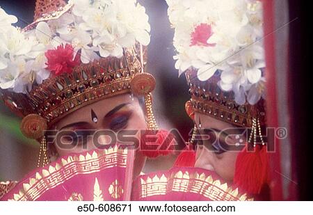 Stock Image - Legong dancers. Bali. Indonesia. Fotosearch