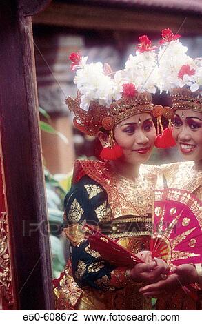 Stock Image - Legong dancers. Bali. Indonesia. Fotosearch