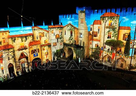 ? Les Luminessences d? Avignon?, sound and light show inside the Courtyard of the Palace of the Popes, Palais des Papes, created by Bruno Seillier, lighting-designer: Beno? t Quero/Spectaculaires. Avignon, Vaucluse, Provence-Alpes-C? te d? Azur, France. View Large Photo Image Stock Photo - ? Les Luminessences d? Avignon?, sound and light show inside the Courtyard of the Palace of the Popes, Palais des Papes, created by Bruno Seillier, lighting-designer: Beno? t Quero/Spectaculaires. Avignon, Vaucluse, Provence-Alpes-C? te d? Azur, France.. Fotosearch