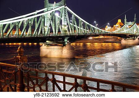 Liberty Bridge in Budapest over the Danube at night Hungary. View Large Photo Image Stock Image - Liberty Bridge in Budapest over the Danube at night Hungary.. Fotosearch