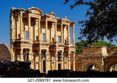 Stock Image - Library of Celsus, Ephesus, Turkey. Fotosearch