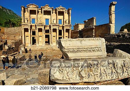 Library of Celsus, Ephesus, Turkey View Large Photo Image Stock Photo - Library of Celsus, Ephesus, Turkey. Fotosearch