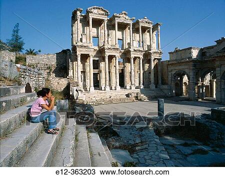 Library of Celsus, ruins of Ephesus. Turkey View Large Photo Image Stock Image - Library of Celsus, ruins of Ephesus. Turkey. Fotosearch