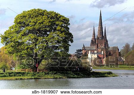 Stock Photo - Lichfield Cathedral, Lichfield, Staffordshire, UK. Fotosearch