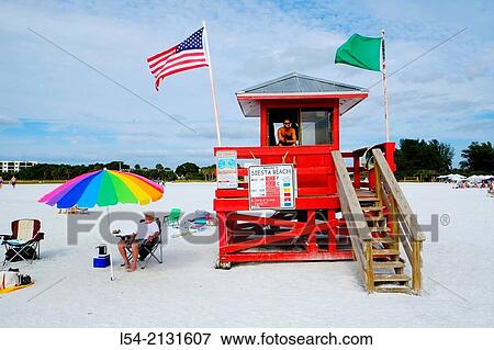 Life guard station Siesta Beach Sarasota Florida FL. View Large Photo Image Stock Photo - Life guard station Siesta Beach Sarasota Florida FL.. Fotosearch