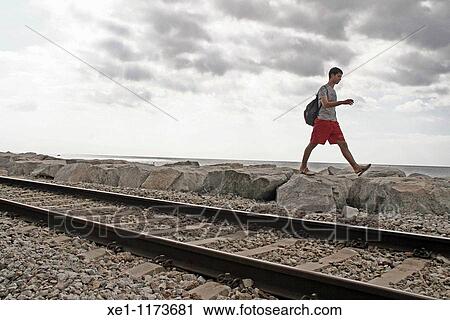 Stock Image - lifeguard, Sant Pol de Mar, Catalonia, Spain.. Fotosearch