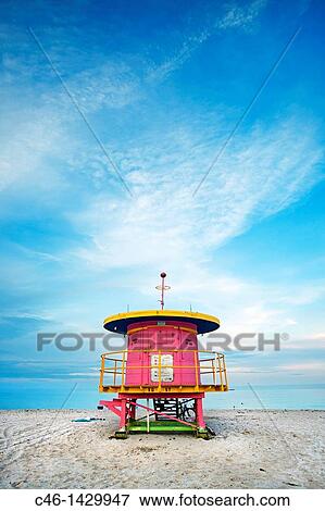Lifeguard stand in South Beach, Art deco district, Miami beach, Florida, USA View Large Photo Image Stock Photo - Lifeguard stand in South Beach, Art deco district, Miami beach, Florida, USA. Fotosearch