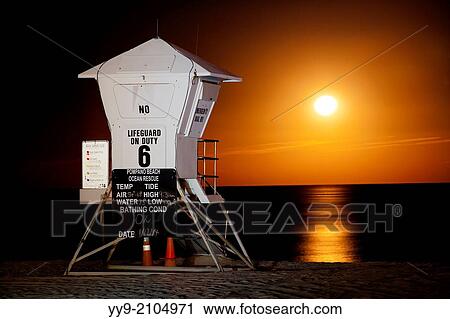 Lifeguard Tower in the Moonrise - Pompano Beach, Florida USA. View Large Photo Image Stock Image - Lifeguard Tower in the Moonrise - Pompano Beach, Florida USA.. Fotosearch