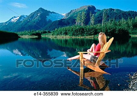 Lifestyles. Adirondack chair. Explorer Glacier. Portage Valley. Chugach Natural Forest. Alaska. USA. View Large Photo Image Stock Photo - Lifestyles. Adirondack chair. Explorer Glacier. Portage Valley. Chugach Natural Forest. Alaska. USA.. Fotosearch