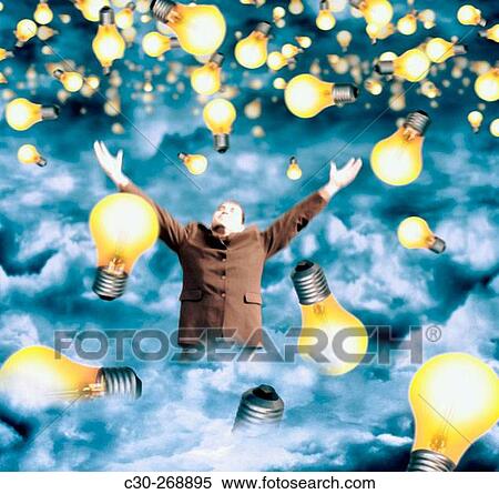 Light bulbs fall from the sky. View Large Photo Image Stock Photography - Light bulbs fall from the sky.. Fotosearch