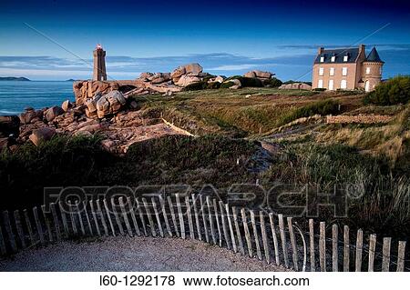 lighthouse Ploumanac? h, Cotes d? Armor, Brittany France View Large Photo Image Stock Photo - lighthouse Ploumanac? h, Cotes d? Armor, Brittany France. Fotosearch