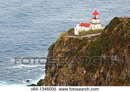 Stock Photography - Lighthouse Ponta do Arnel / Sao Miguel Island / Azores / Portugal. Fotosearch