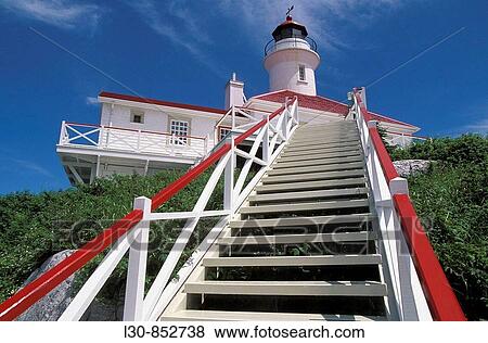 Lighthouse, Pot? l? Eau-de-vie island, Quebec, Canada View Large Photo Image Stock Photo - Lighthouse, Pot? l? Eau-de-vie island, Quebec, Canada. Fotosearch