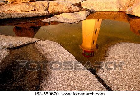 Lighthouse reflected in pond of water. Peggy's Cove. Nova Scotia. Canada View Large Photo Image Stock Image - Lighthouse reflected in pond of water. Peggy's Cove. Nova Scotia. Canada. Fotosearch
