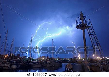 Lightning storm, Larnaca Cyprus View Large Photo Image Stock Photo - Lightning storm, Larnaca Cyprus. Fotosearch