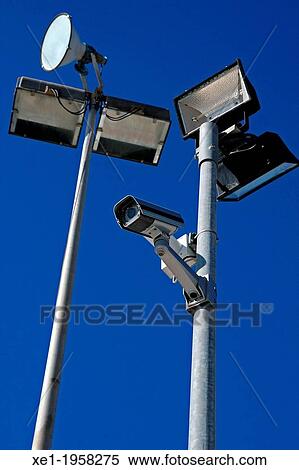 Stock Photography - Lights, security cameras, Vilanova i la Geltru, Catalonia, Spain. Fotosearch