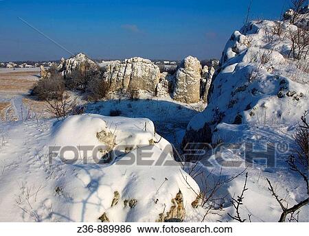 Stock Photograph - Limestone rocks, Jura, Poland. Fotosearch