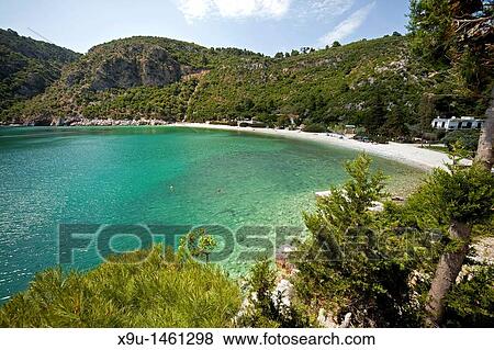 Stock Photo - Limnonari Beach and bay on Skopelos Island, Northern Sporades, Greece. Fotosearch