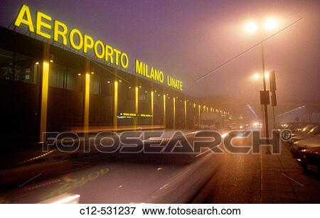 Linate airport in fog, Milan. Lombardy, Italy View Large Photo Image Stock Photo - Linate airport in fog, Milan. Lombardy, Italy. Fotosearch