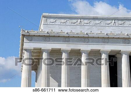 Stock Image - Lincoln Memorial Detail, The Mall, Washington, DC, USA. Fotosearch